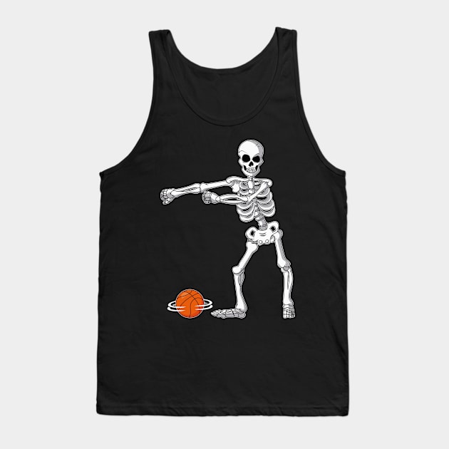 Flossing Skeleton Basketball Funny Halloween Tank Top by trendingoriginals